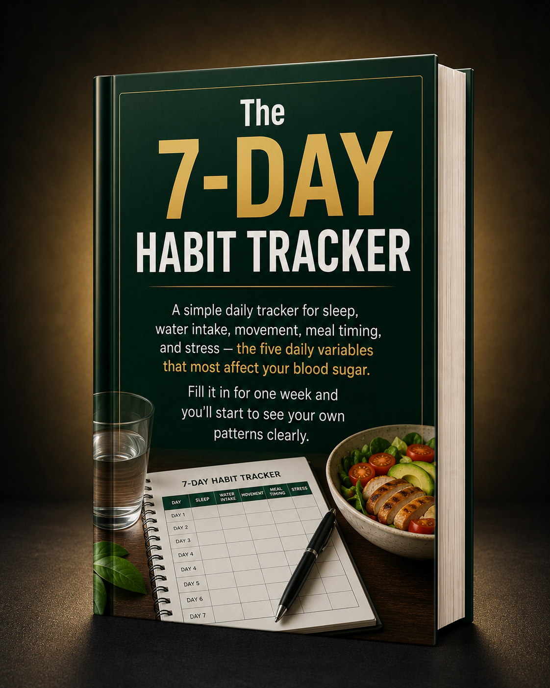 The 7-Day Habit Tracker bonus — a printable daily tracker for sleep, water, movement, meal timing and stress